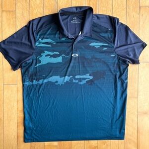 Oakley Men's Blue Camouflage Pattern Regular Fit Polo Shirt Size XXL